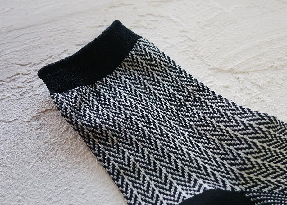 WASHI SOCKS, HERRINGBONE ‹BLACK›, LADIES - AMIGAMI