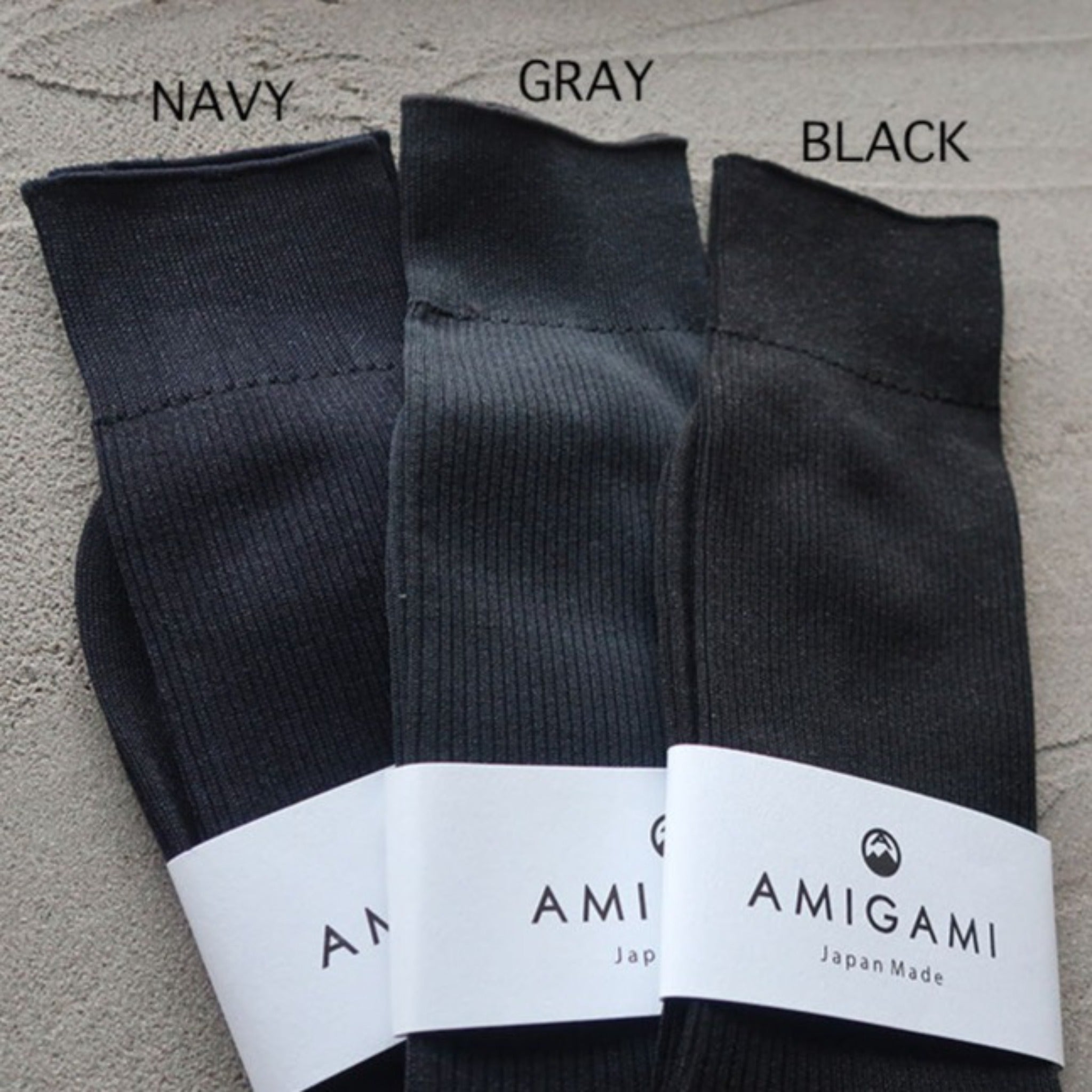 WASHI DRESS SOCKS, HIGH GAUGE ‹NAVY›, UNISEX - AMIGAMI