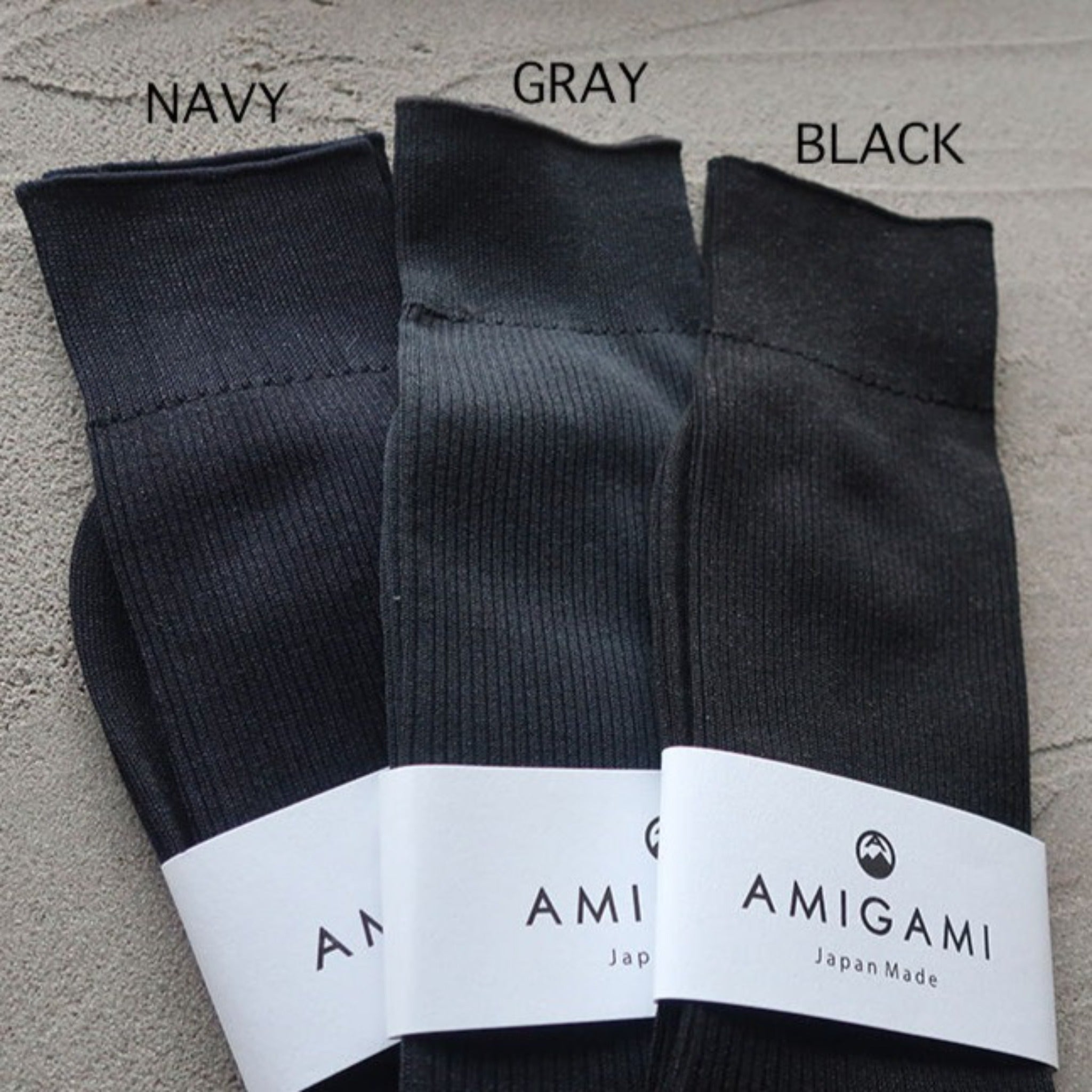 WASHI DRESS SOCKS, HIGH GAUGE ‹GREY›, UNISEX - AMIGAMI