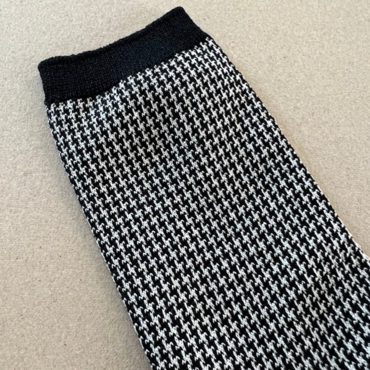 WASHI SOCKS, HOUND'S-TOOTH CHECK ‹BLACK›, LADIES - AMIGAMI