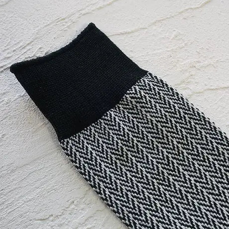 WASHI SOCKS, HERRINGBONE ‹BLACK› UNISEX - AMIGAMI