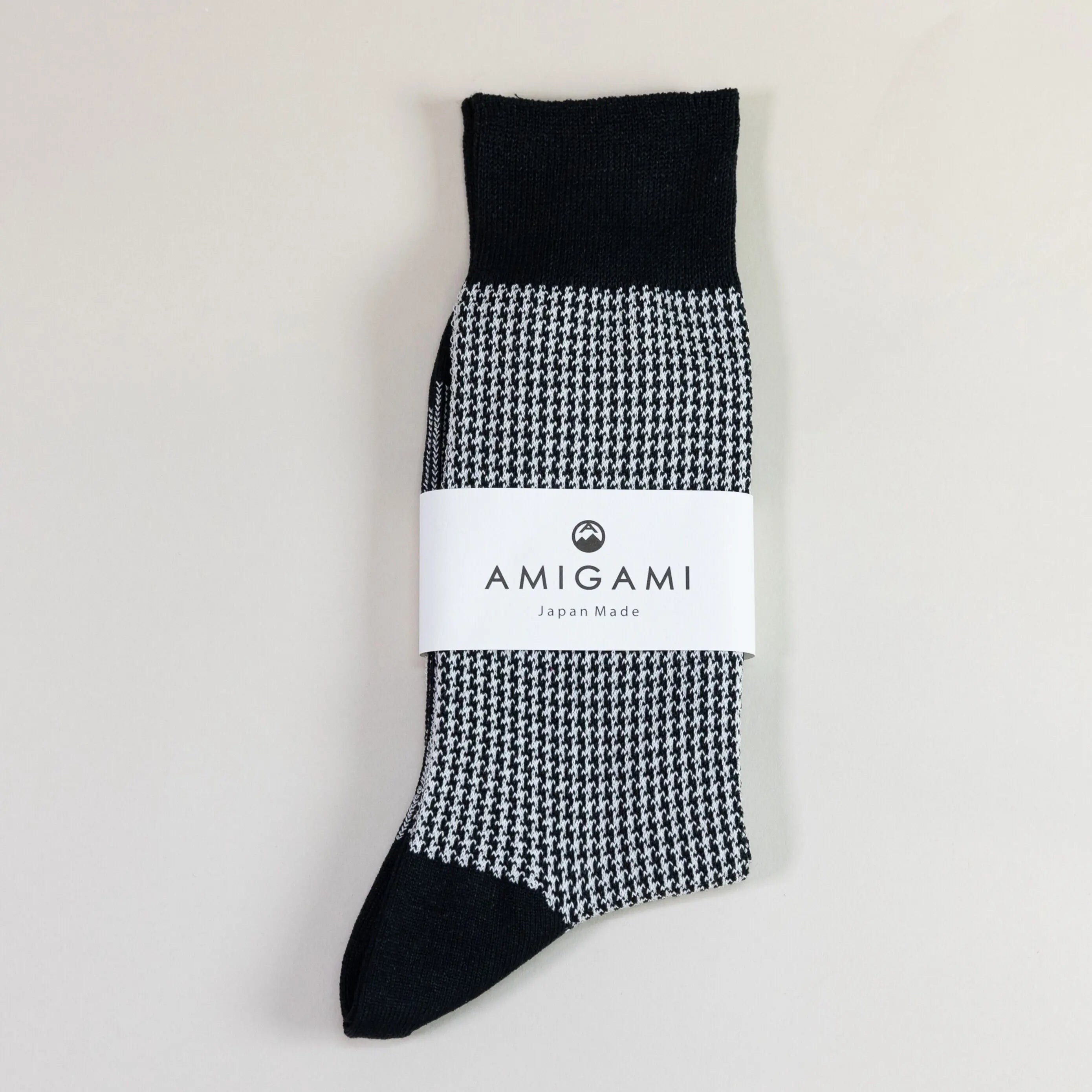 WASHI SOCKS, HOUND'S-TOOTH CHECK ‹BLACK›, UNISEX - AMIGAMI