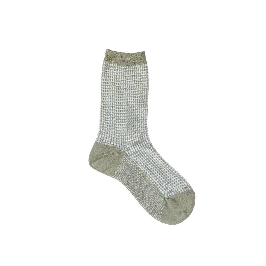 WASHI SOCKS, HOUND'S-TOOTH CHECK ‹MATCHA›, LADIES - AMIGAMI