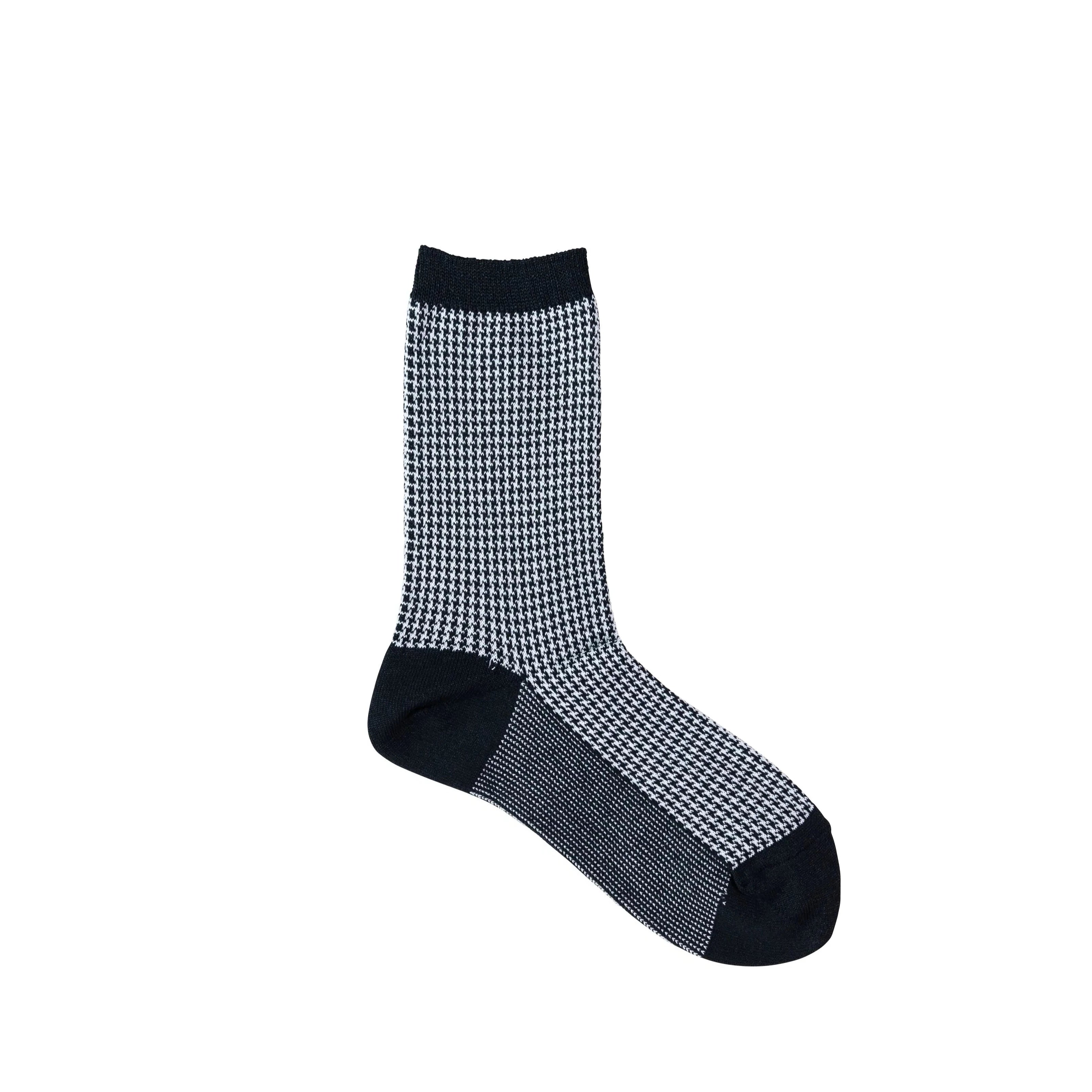 WASHI SOCKS, HOUND'S-TOOTH CHECK ‹BLACK›, LADIES - AMIGAMI