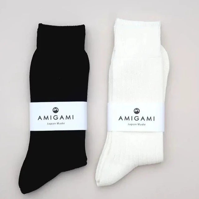 WASHI RIB SOCKS ‹WHITE›, UNISEX - AMIGAMI