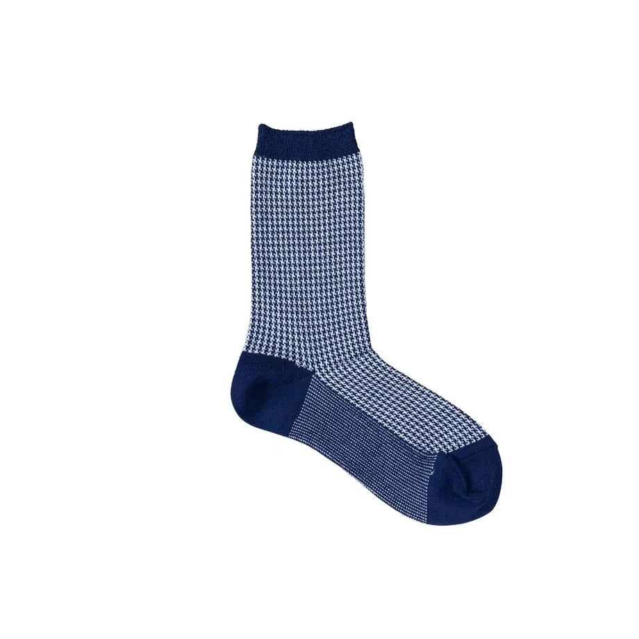 WASHI SOCKS, HOUND'S-TOOTH CHECK ‹NAVY BLUE›, LADIES - AMIGAMI