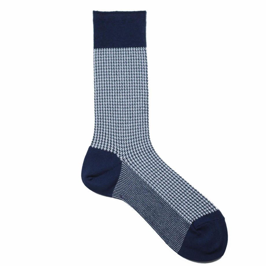 WASHI SOCKS, HOUND'S-TOOTH CHECK ‹NAVY BLUE›, UNISEX - AMIGAMI